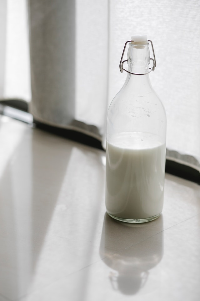 milk in glass bottle