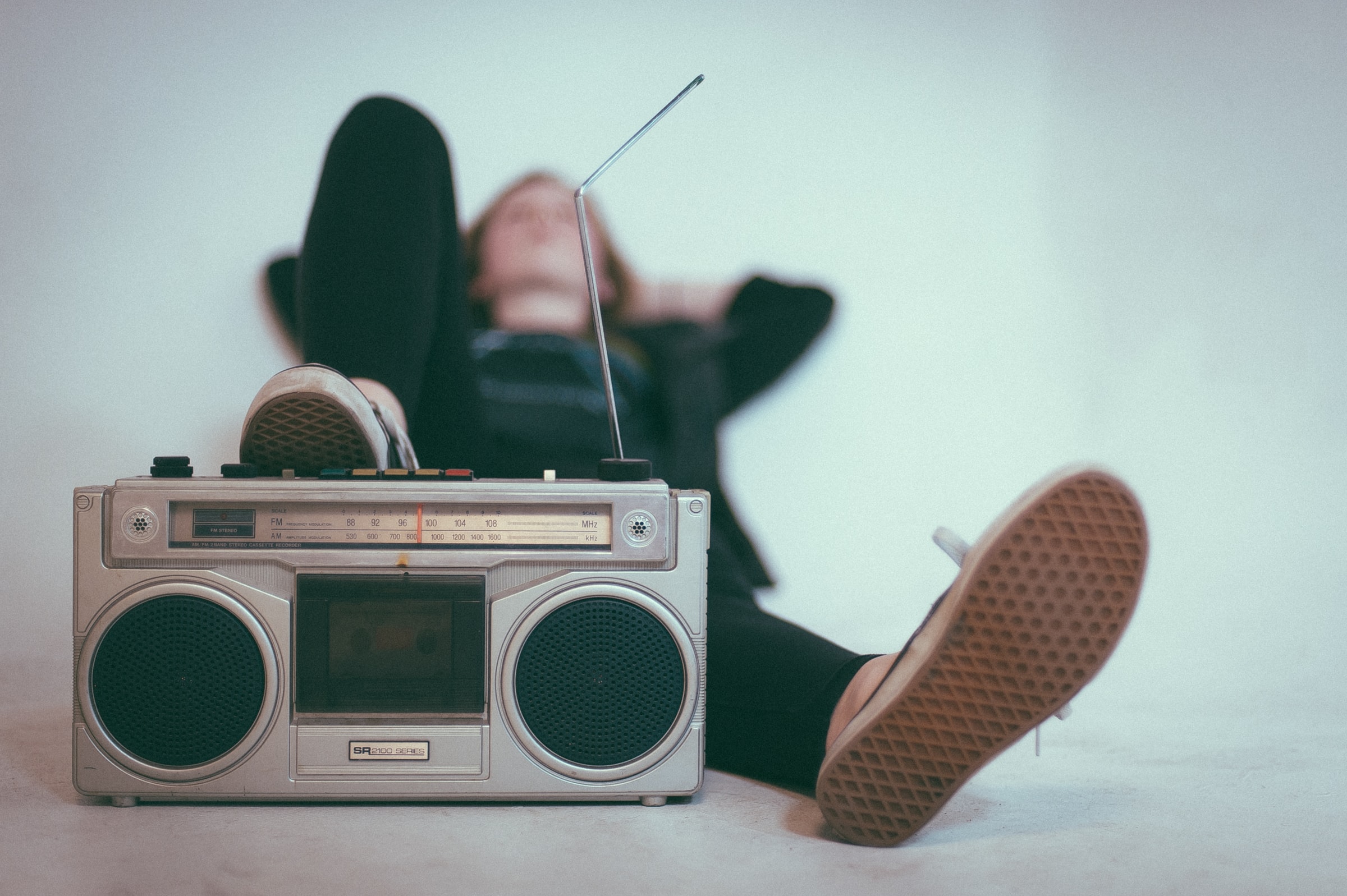 picture of a relaxed person listening music